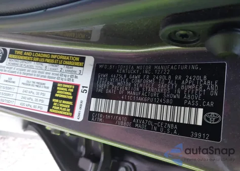 2023 Toyota Camry Le z USA, uszkodzony, nr VIN 4T1C11AK6PU124580